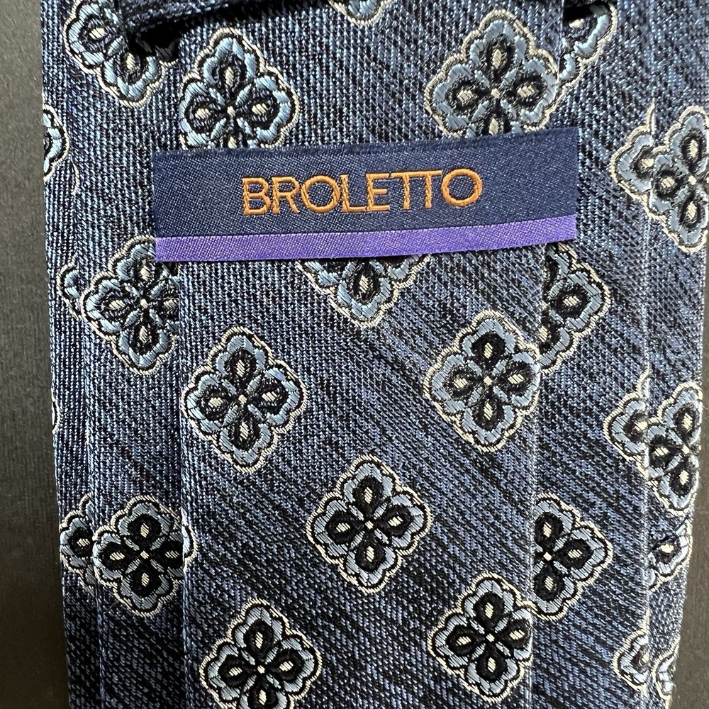 Broletto Men's Silk Tie Blue Paisley Print Preppy Business Formal Wedding